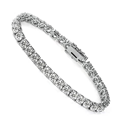 Tennis Bracelet for Women 3mm Cubic Zirconia 18K White Gold/Yellow Gold Plated - color: White Gold, size: 6mm