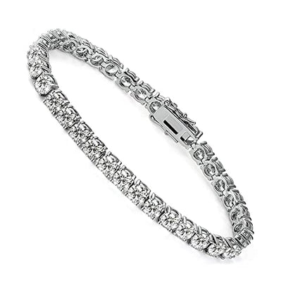 Tennis Bracelet for Women 3mm Cubic Zirconia 18K White Gold/Yellow Gold Plated - color: White Gold, size: 6mm