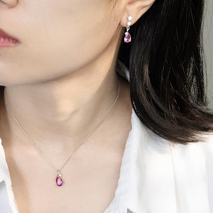 immobird 925 Sterling Silver Infinity Birthstone Jewelry Set Teardrop | Birthstone Necklace and Earring Set, Small Pear-shape Pendant, Drop Earring, Timeless Gift for Her, Daily Wear, Nice Gift Box - color: 10-Oct.