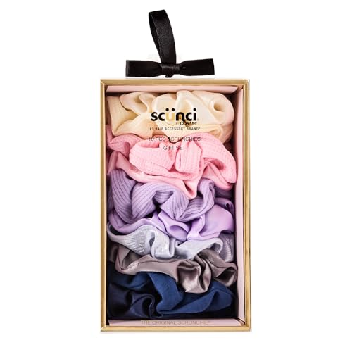 Scunci by Conair 10pk Scrunchie Box - hair ties - teen girl gifts trendy stuff - hair elastics - hair accessories for girls and women - Valentine gift for her - Assorted Colors - color: Assorted 1, size: 10 Count (Pack of 1)