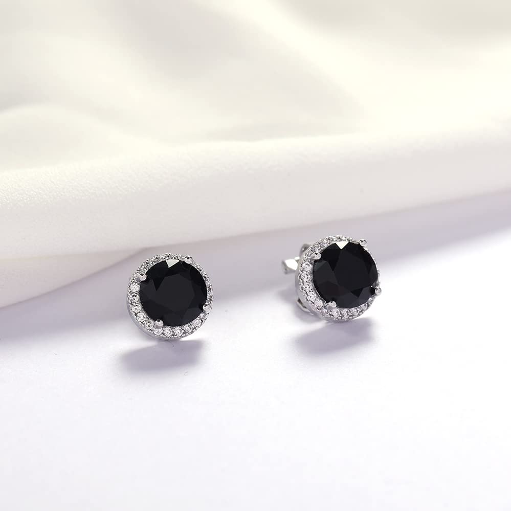 YOQUCOL 10MM Cubic Zirconia Crystal Clip On Stud Earrings Round Non Pierced Earrings for Women - color: Black