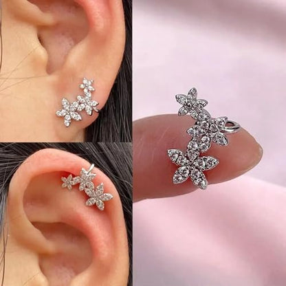 Ear Cuffs for Women Non Piercing Ear Cuff Earrings Non Pierced Cartilage Earrings Adults Christmas Stocking Stuffers Trendy Gifts 2025 - color: A2:2pcs Silver Flower