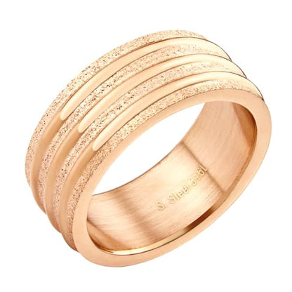 555Jewelry 4mm Sandblast Stainless Steel CZ Wedding Band Ring for Women & Men - color: Rose Gold Style 4