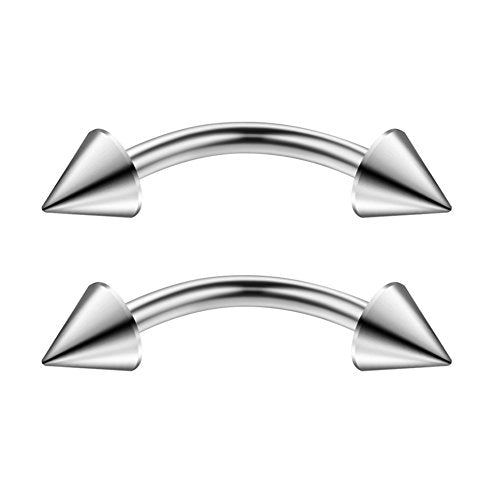 Ruifan 12PCS 14G Surgical Steel Eyebrow Ear Navel Belly Lip Ring Body Piercing Jewelry - style: 12mm w Spikes