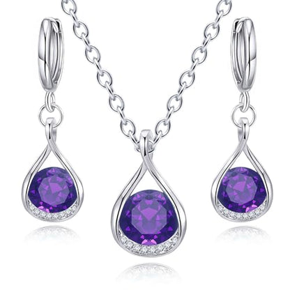 IFKM Silver Jewelry Sets For Women Rhinestone Pearl Crystal CZ Choker Necklace Earrings Bracelets Set For Bridal Bridesmaid Accessories Wedding Prom Anniversary Birthday Gifts - color: Purple