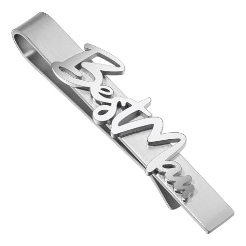 HAWSON Father of the Bride and Groom Tie Clip Best Man Skinny Stainless Steel Marriage Tie Bar Wedding Gift for Man - style: 2.2''-BESTMEN