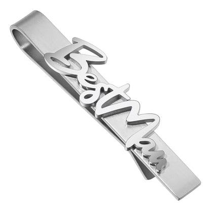 HAWSON Father of the Bride and Groom Tie Clip Best Man Skinny Stainless Steel Marriage Tie Bar Wedding Gift for Man - style: 2.2''-BESTMEN