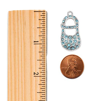 Silver Customized Charm Bracelet with Cubic Zirconia Jewelry - style: Aqua Baby Shoe