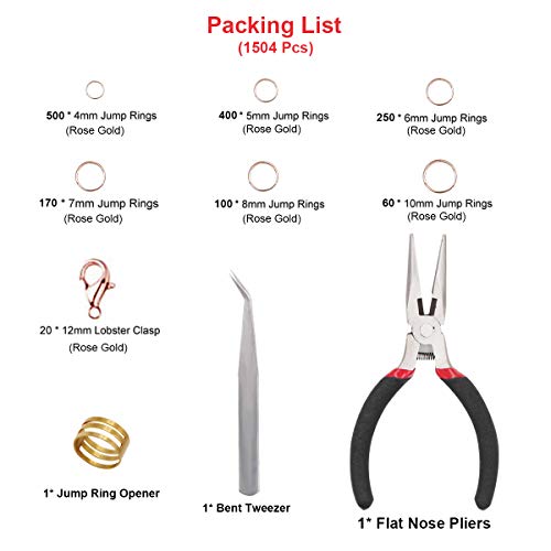 EuTengHao 1504pcs Open Jump Ring and Lobster Clasps Jewelry Repair Tools Jewelry Making Supplies Kit with Jewelry Making Accessories for Necklace Making Repair (Rose Gold) - color: Rose Gold