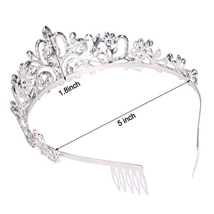 COCIDE Silver Tiara Crowns Crystal Headband Princess Rhinestone Crown with Combs Bride Headbands Bridal Wedding Prom Birthday Party Pink Hair Accessories Jewelry for Women and Girls - color: TF Silver+Clear&Pink
