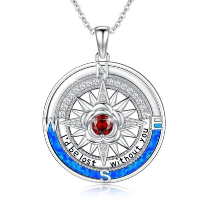 Compass Necklace Sterling Silver Nautical Graduation Gift | 925 Sterling Silver compass pendant with meaningful nautical design, jewelry for women, graduation and travel gift - color: Silver-11