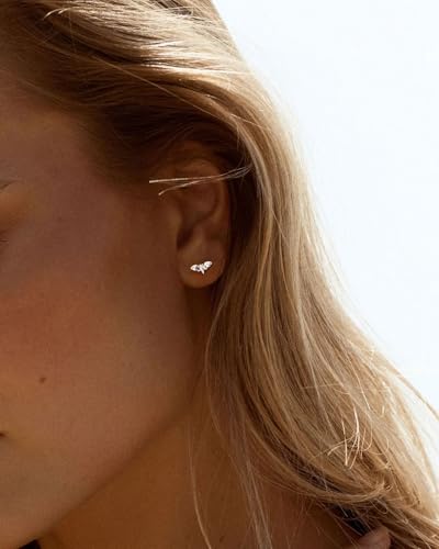 Stud Earrings for Women- 14K Gold/White Gold Plated/Black Bow Dragon Softball Snake Bat Stud Earrings - color: silver bat