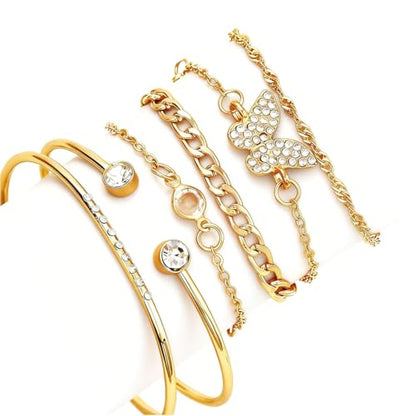 14K Gold Plated Bracelets Sets for Women Non Tarnish Stackable Bangles Dainty Tennis Cuban Paperclip Beaded Knot Rope Link Chain Cuff Trendy Jewelry for Wife Mom Anniversary Birthday Gifts