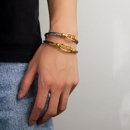 Gold Bracelets for Men Friendship Love Bangle Bracelets Adjustable Stainless Steel Cuff Bracelet Jewelry Birthday Gifts for Mens Womens
