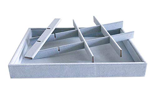 Grey Velvet Stackable Organizer Premium Grade Fabric Soft Protection for Jewelry Collection Removable Rearrangeable 12-Grid Drawer Divider Small Space Storage Ring Necklace Earring - size: 12-Grid