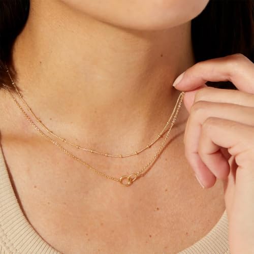 Unisex Celestial Gold Pendant Necklaces, Sun/Moon/Star/Angle Celestial Elements Unisex Choker Gold Lover Chains for Men and Women Jewelry - color: Layer - Interlock Circle