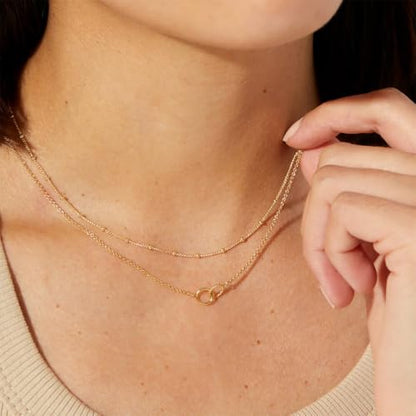 Unisex Celestial Gold Pendant Necklaces, Sun/Moon/Star/Angle Celestial Elements Unisex Choker Gold Lover Chains for Men and Women Jewelry - color: Layer - Interlock Circle