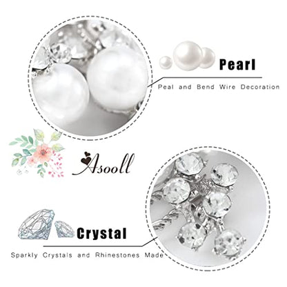 Asooll Gold Wedding Pearl Hair Comb Bride Crystal Headpiece Bridal Rhinestone Hair Clip Hair Accessories for Women(Set of 2) (B-Silver) - color: B-Silver