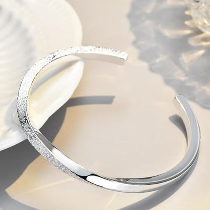 925 Sterling Silver Bracelet Plated Cuff Bangle Bracelet Fashionable Multi-layer Cross Wire Bangle Bracelet Open Adjustable Wide Cuff Bracelet for Teen Girls Fashion Jewelry - color: 6