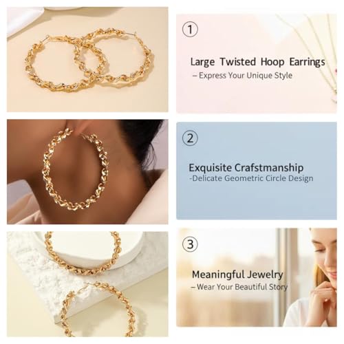 Large Hoop Earrings for Women Trendy, Dainty 70mm Gold/Silver Plated Huggie Hoops Hypoallergenic Post Fashion Statement Jewelry - style: Gold