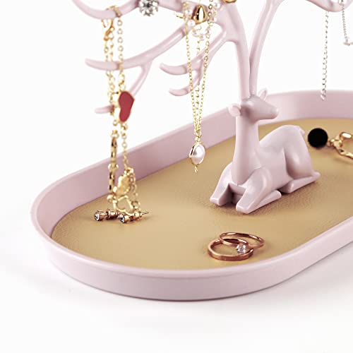 MORE&LESS Antlers Jewelry Display Stand,Tree Tower Rack Hanging Organizer for Ring Earrings Necklace Bracelet - color: A Light Pink