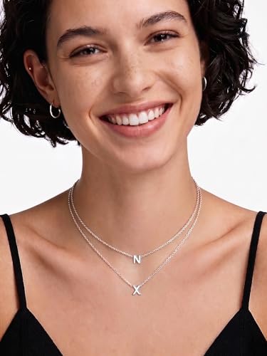 ChicSilver 925 Sterling Silver Initial Necklace for Women Dainty Letter Jewelry Personalized Gift - style: 24.X