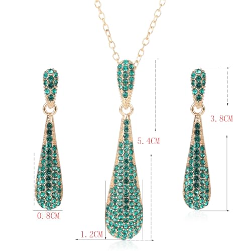 YINLI Full Crystal Rhinestone Gem Tear Drop Pendant Necklace Earrings Jewelry Sets - style: Style11