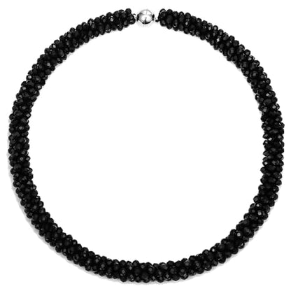 Hand Knotted Beads Statement Necklace Bracelet Jewelry Set Artificial Crystal Choker for Women- Handmade Beaded Strand Sparkly Faceted Crystal Rondelle-17inches, 30 Colors - color: Black
