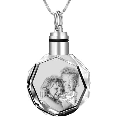 Farfume Personalized Photo Necklace for Women/Men, Memorial Jewelry Gifts | Holds 2 Pictures Pendant, Custom Engraved Text, Beautiful Locket for Girls, Durable Stainless Steel, Mothers Day Gifts - color: Crystal Irregular Necklace