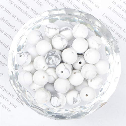 NCB White Matte White Howlite Beads 200pcs 4mm Round Gemstone Beads Spacer Charm Beads Natural Stone Loose Beads for Bracelet Necklace Jewelry Making (Matte White Howlite, 4mm 200Beads) - color: Matte White Howlite, size: 4mm 200Beads