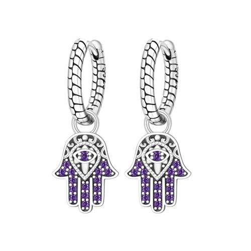 925 Sterling Silver Hoop Earrings Drop Dangle Earrings for Women Hypoallergenic Earring Trendy Huggie Earring Cute Graduation Birthday Gifts Jewelry for Women - color: Lucky Hand earrings