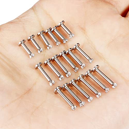 14G Lip Rings Stainless Steel Tragus Helix Conch Piercing Jewelry Snake Bite Piercing Monroe Lip Rings Labret Medusa Cartilage Lobe Earrings Studs Piercing Jewelry 6MM 8MM 10MM Silver 18PCS - color: 14G-2MM