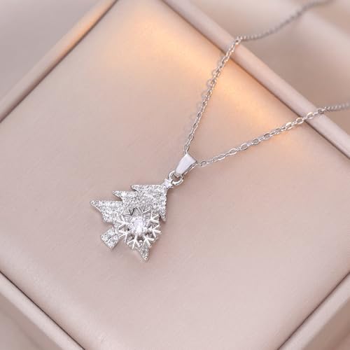 Sunflower Fidget Necklace for Women Gold Moon Necklace Rotating Heart Necklaces Spinning Crystal Flower Anxiety Necklaces Crescent Moons Jewelry Accessories - color: Silver Tree
