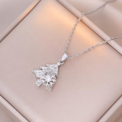 Sunflower Fidget Necklace for Women Gold Moon Necklace Rotating Heart Necklaces Spinning Crystal Flower Anxiety Necklaces Crescent Moons Jewelry Accessories - color: Silver Tree