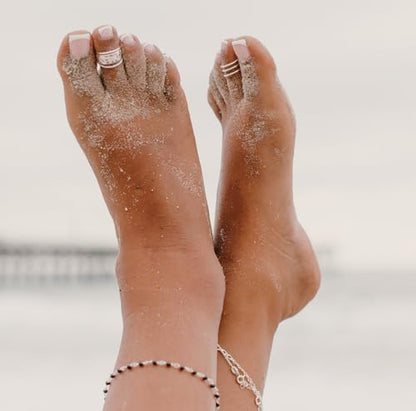 Toe Ring | Hawaiian Leilani .925 Sterling Silver Ring | 6mm Comfort Fit Adjustable Cuff Toe Ring | Unisex Men and Women