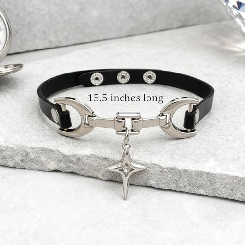 Gothic Gift Black Choker Necklace for Women, Goth Adjustable Y2K Collar Necklaces Halloween Vampire Accessories Fashion Jewelry - color: Star