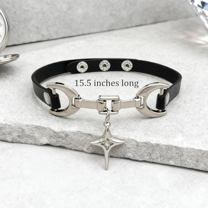 Gothic Gift Black Choker Necklace for Women, Goth Adjustable Y2K Collar Necklaces Halloween Vampire Accessories Fashion Jewelry - color: Star