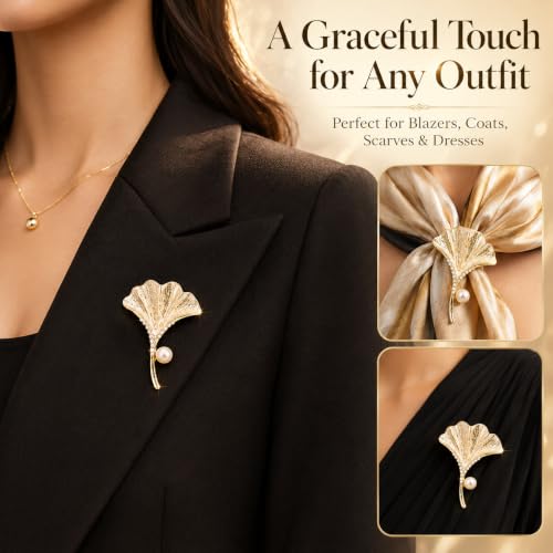 Brooch Pin for Women Rhinestone Peacock Crystal Delicate Animal Brooch Lapel Pins Girls Fashion Jewelry Gift for Christmas Brooch Birthday Jewelry Gift - style: silver Ginkgo