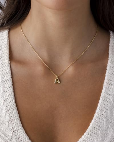 PAVOI 14K Gold Plated Dainty Chunky Bubble Initial Letter Pendant Necklace for Women | Alphabet Letter Necklace - style: - G