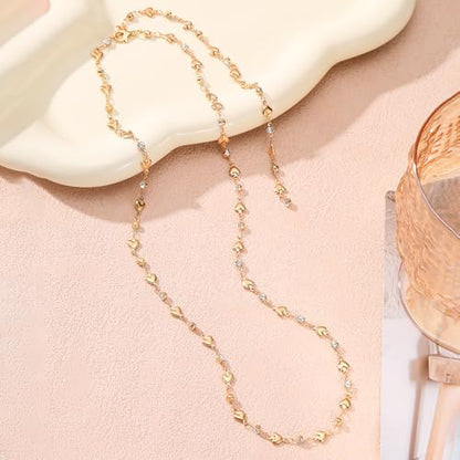 KURTCB Rhinestone Necklace for Women Boho Long Y Lariat Gold Necklace Stack Colorful Summer Beach Jewelry - color: Gold