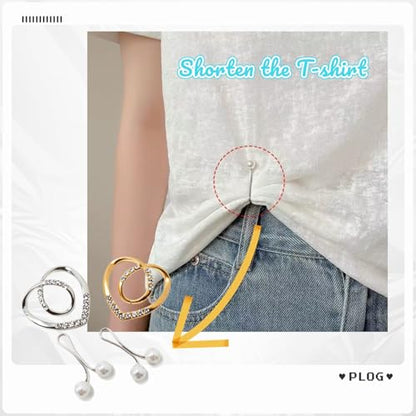 Rhinestone Heart Scarf Ring, Shirt Clip, Silver Gold, Metal, 1.5cm Inner Diameter, Fashion Clothing Accessory