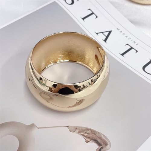 Extra Wide Chunky Bangle Bracelets for Women Dainty Minimalist Classic 14K Yellow Gold Plated Cuff Wrist Open Bangles Statement Unique Exaggerate High Polished Fashion Trendy Jewelry Gift - color: Gold-Tone