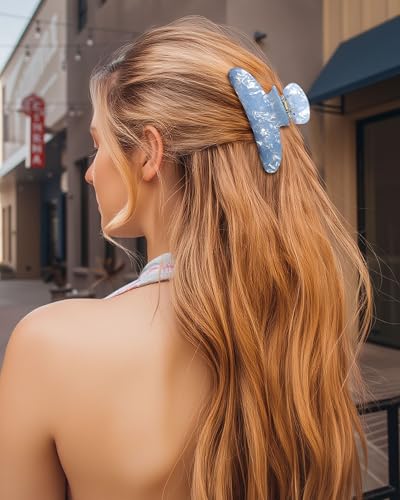 Molans 3PCS Hair Claw Clips Acrylic Clamps for women - Non-slip Strong Hold Barrettes for Thin Thick Hair, Medium hair clips Accessories - color: Group: Blue