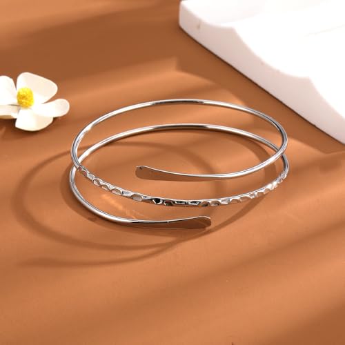 GIGB PBDK Minimalist Layered Upper Arm Cuff for Women,Adjustable Gold Plated Geometric Statement Open Arm Bangle,Trendy Arm Bracelet Jewelry Accessories Gifts