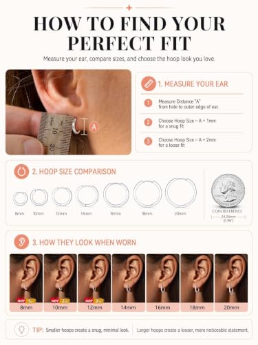 FaithHeart Solid 925 Sterling Silver Small Huggie Hoop Earrings for Women | Silver/Black/Gold/Rose Gold Small Hoop Earrings, Hypoallergenic Lightweight Cartilage Huggie Earrings, Gift Box - color: 01. Blank-Silver, size: 16mm