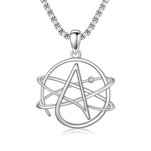 ROMANTICWORK Cross Necklace for Men 925 Sterling Silver Three Nail Cross/Atheist/Anchor/Skull Pendant Christian Protect Jewelry Birthday Gifts for Husband - color: Atheist