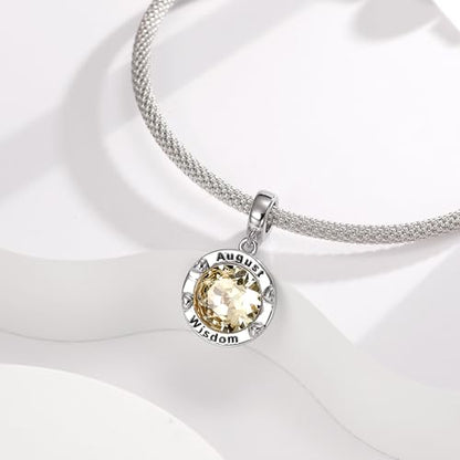 Birthstone Charms for Women Bracelets Birthday Bead Charms fit Pandora Bracelets Mothers Day Gifts for Women - color: 08-August(Peridot)