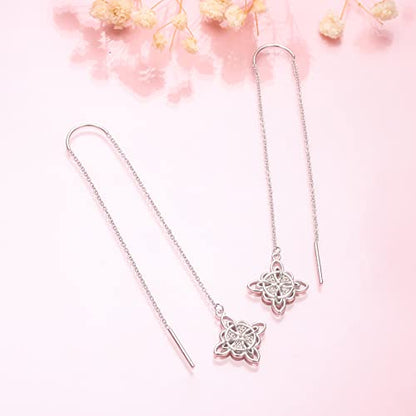 S925 Sterling Silver Celtic Knot Earrings for Women Irish Good Luck Drop Dangle Hook Earrings - style: Threader
