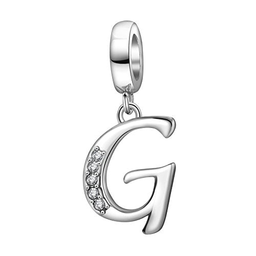 925 Sterling Silver Initial Charm fits Pandora, Gift for Mom Wife | Christmas,Birthday,Mother's Day, Anniversary, Valentine's Day - color: Letter G