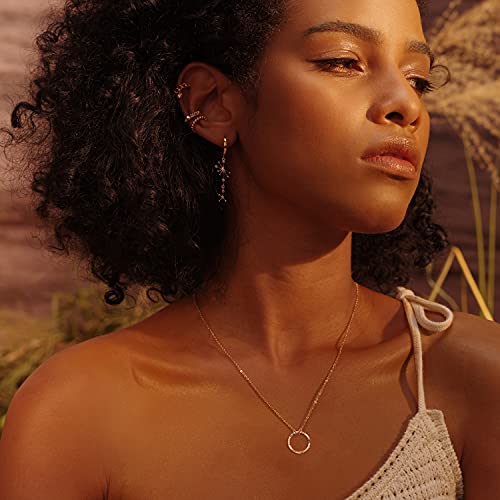 Fettero Pendant Necklace Gold Choker Layered Coin Open Karma Circle Full New Crescent Moon 14K Gold Plated Simple Dainty Necklaces for Women Jewelry Gift - style: Karma Circle Choker